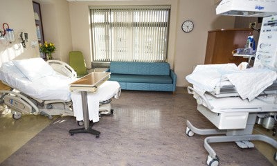 Labor and delivery suite in the Family Birth and Newborn Center at Lehigh Valley Hospital–Cedar Crest, located on the fourth floor of Jaindl Family Pavilion