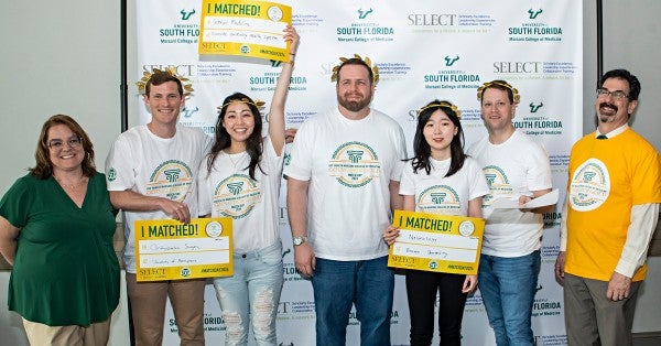 Medical students in the SELECT (Scholarly Excellence, Leadership Experiences, Collaborative Training) program with Lehigh Valley Health Network (LVHN)/University of South Florida (USF) Health Morsani College of Medicine participated in the annual Match Day.