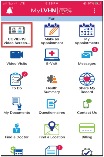 LVHN COVID-19 Video Screening: Step by Step Instructions