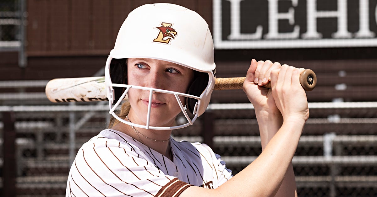 Lehigh University’s Josie Charles bats in softball game hours after wide-awake hand surgery.