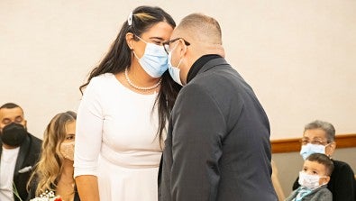 Marisol and Jesús Colón, couple renewed their wedding vows at the chapel at the Lehigh Valley Hospital–Cedar Crest 