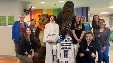 Star Wars fan group, 501st legion, supports community events and Sodexo has partnered with them to come to LVHN in celebration on Star Wars Day “May the 4th be with you”.