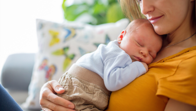 Woman holding a baby