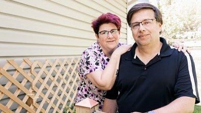 Duane Raible, a stroke patient at Lehigh Valley Hospital–Pocono, sitting with his wife.