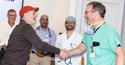 It was reunion day for Steve Bomberger, 67, a volunteer ski ranger at Camelback and those who had a hand in saving his life 