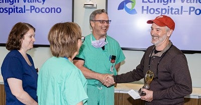 It was reunion day for Steve Bomberger, 67, a volunteer ski ranger at Camelback and those who had a hand in saving his life 