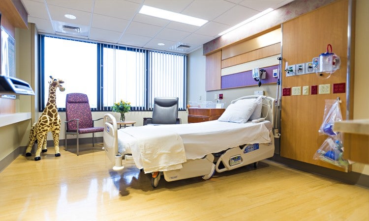 Patient room in the Family Birth and Newborn Center at Lehigh Valley Hospital–Cedar Crest, located on the fourth floor of Jaindl Family Pavilion