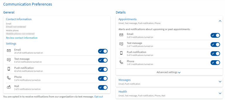 Set your communications preferences in MyLVHN