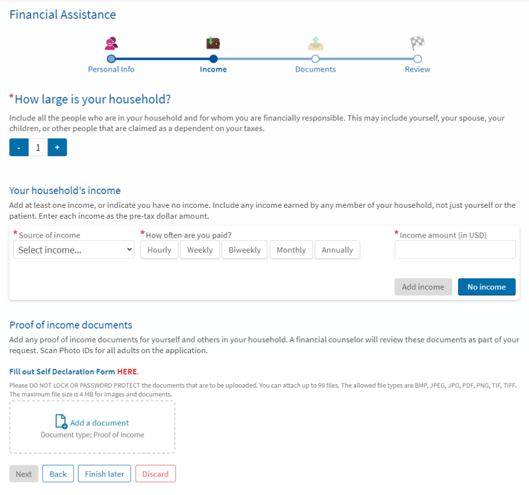 Add the size of your household and income information.