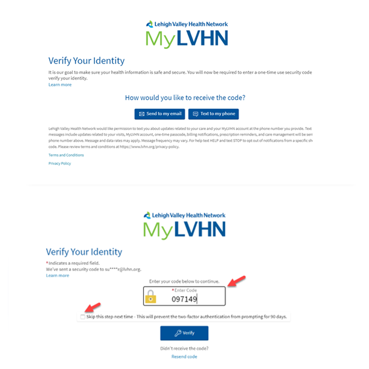 Verify your identity on the MyLVHN.org