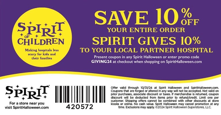 Present this coupon to save 10 percent on your purchase and have those savings donated to Lehigh Valley Reilly Children’s Hospital.